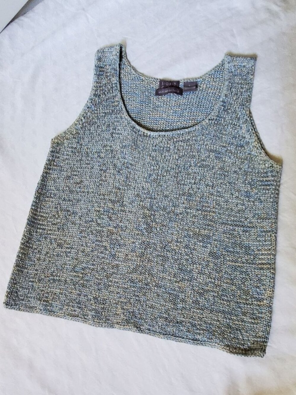 Sigrid Olsen Silk Blend Ribbon Knit Sleeveless Top L